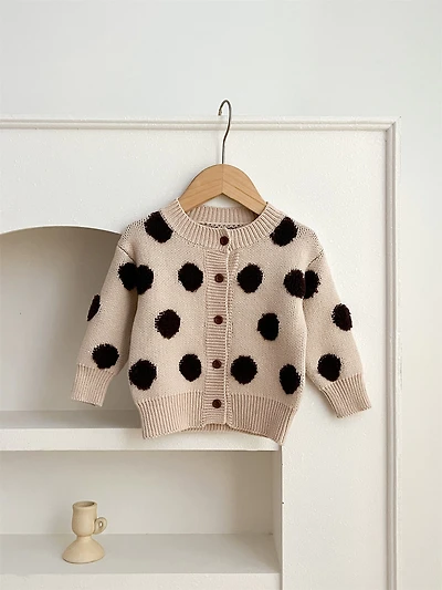 MyKids-USA Children Polka Dot Knitted Cardigan for Spring