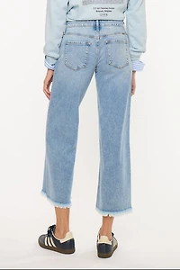 KanCan Women's Essentials Mid Rise Crop Wide Jeans Mal
