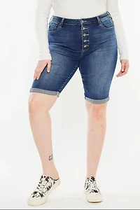 KanCan Women's Plus High Rise Bermuda Shorts Tatiana