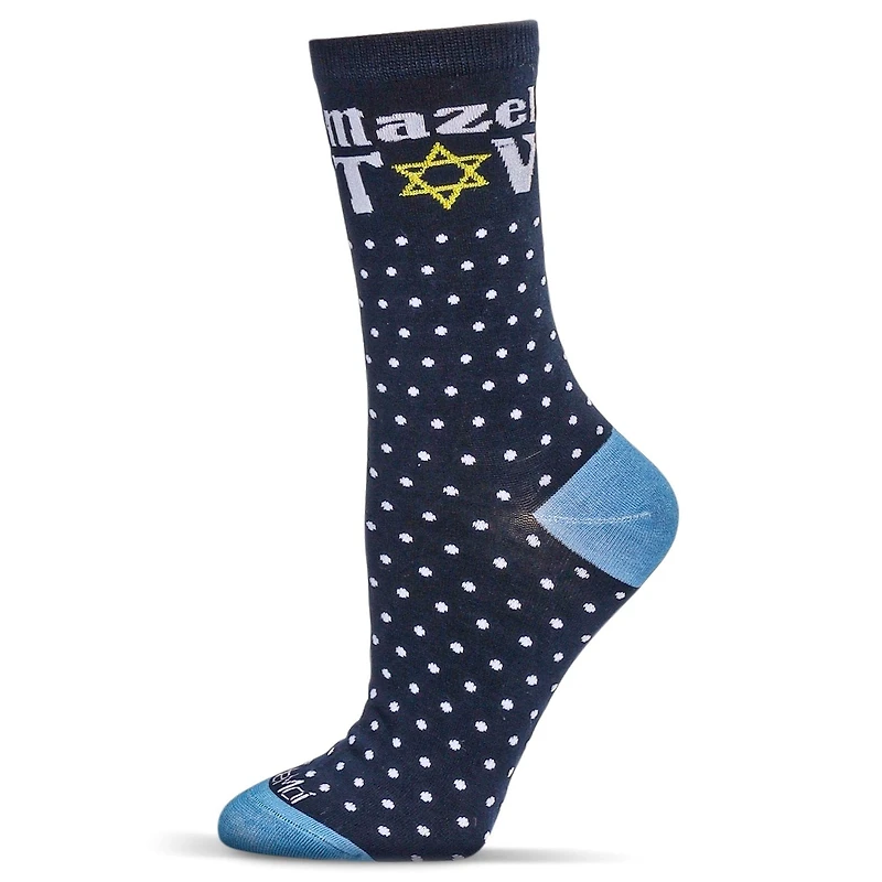 MeMoi Women's Mazel Tov Bamboo Crew Socks