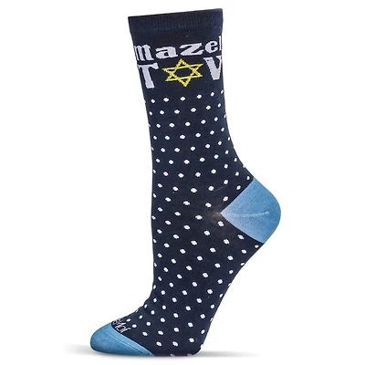 MeMoi Women's Mazel Tov Bamboo Crew Socks