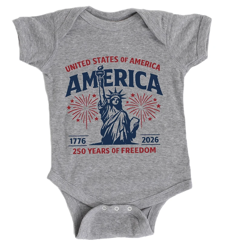 The Juniper Shop - America Statue of Liberty 250 Years Baby Short Sleeve Graphic Bodysuit