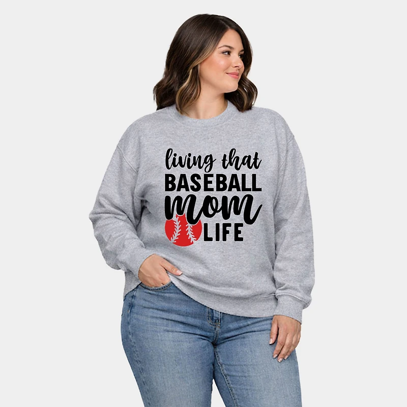 Simply Sage Market - Living That Baseball Mom Life With Ball Women's Plus Sized Graphic Sweatshirt