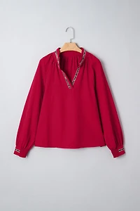 Threaded Pear Women's Eve Jacquard Print Textured Blouse