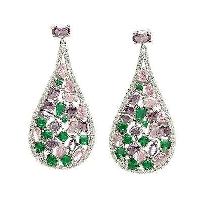 AGP PARIS Womens Diva Vintage Floral Zirconia Drop Earrings