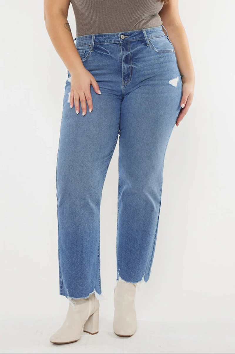 KanCan Women's Plus High Rise Slim Wide Leg Jeans Cassiel