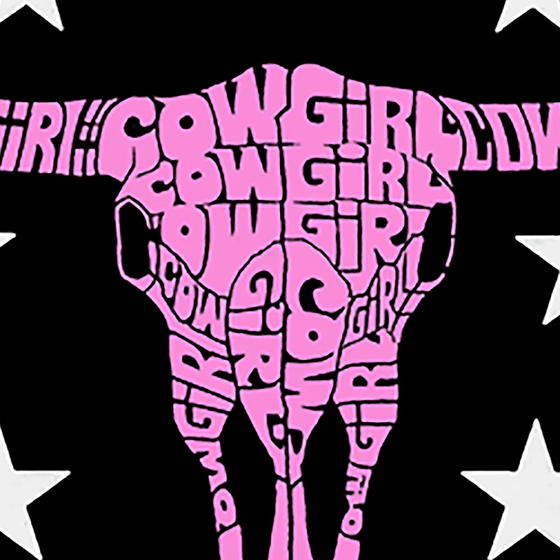 LA Pop Art Cowgirl Cowskull - Women's Word Hooded Sweatshirt