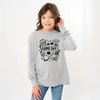 The Juniper Shop - Youth Long Sleeve Graphic T-Shirt Hockey Game Day Doodles