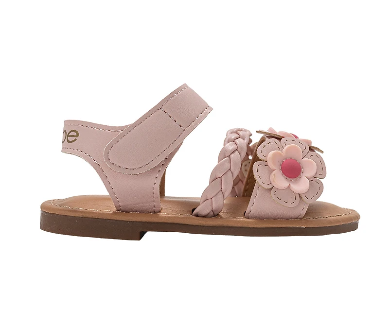 bebe Toddler Girl's Daisy Flower Sandals with Braided Strap Detail