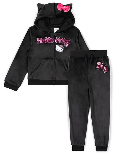 Hello Kitty Girls' Velour Hoodie and Pants Set