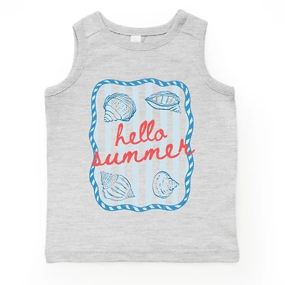 The Juniper Shop - Toddler Graphic Tank Hello Summer Sea Shells