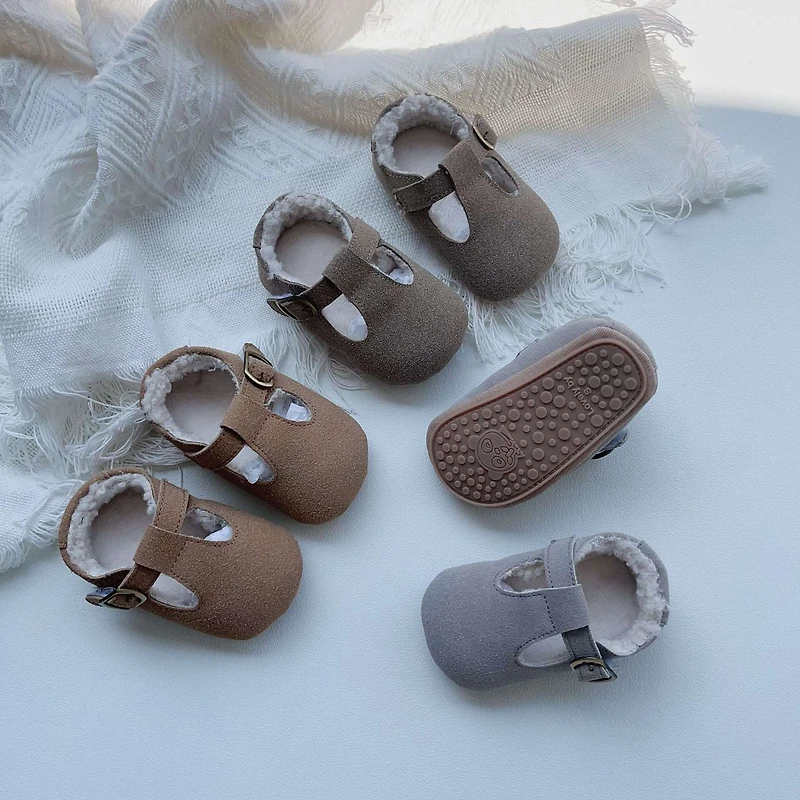 MyKids-USA Arrival Winter Baby Girl Solid Color Plush Warm Anti-Slip Shoes