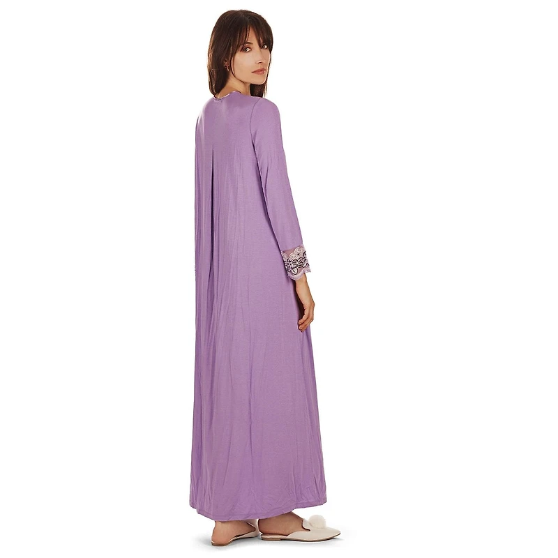 MeMoi Women's Modest Lace Cuff and Shoulder Accent Ankle Length Nightgown