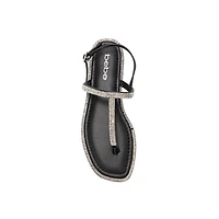 bebe Women’s Rhinestone T-Strap Sandals - Flat Thong with Ankle Strap