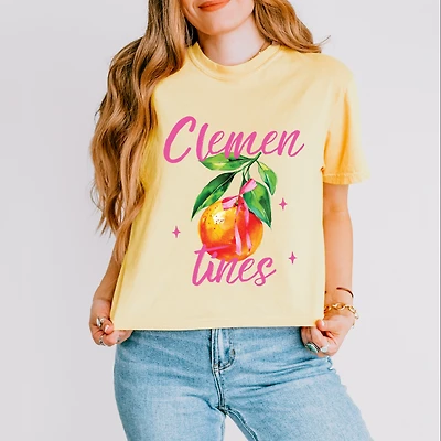 Simply Sage Market - Clementines Watercolor Women's Boxy Crop Top Graphic T-Shirt