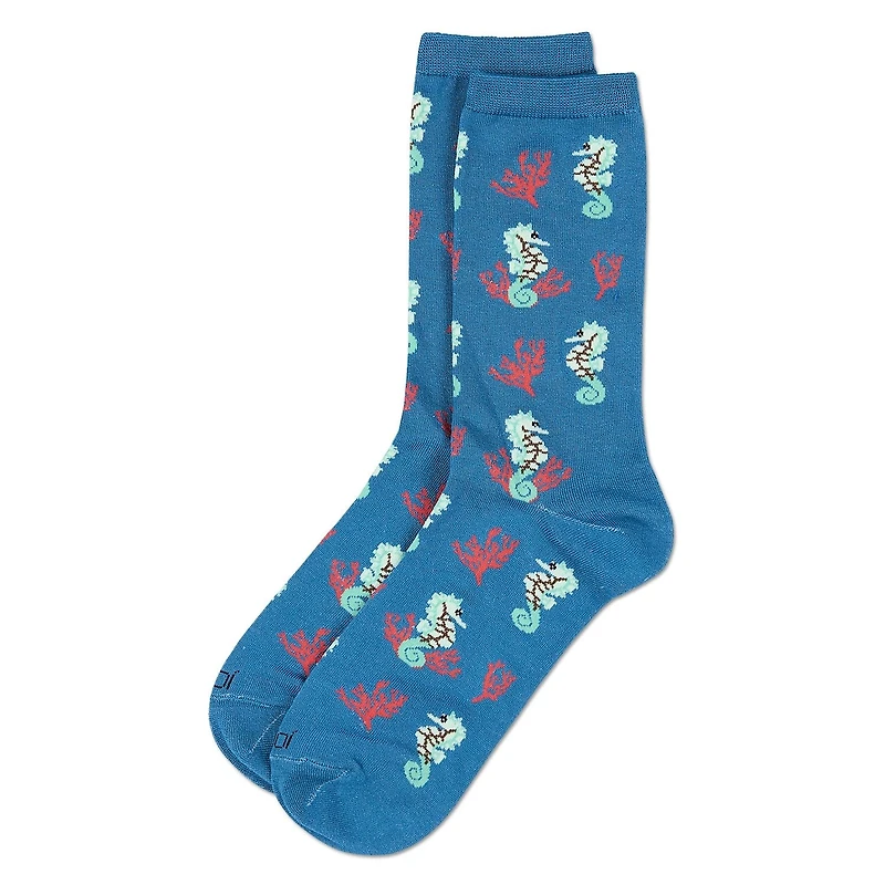 MeMoi Women's Seahorses Rayon from Bamboo Crew Socks