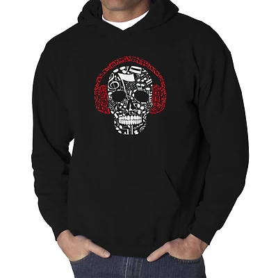 LA Pop Art Music Notes Skull - Men's Word Hooded Sweatshirt