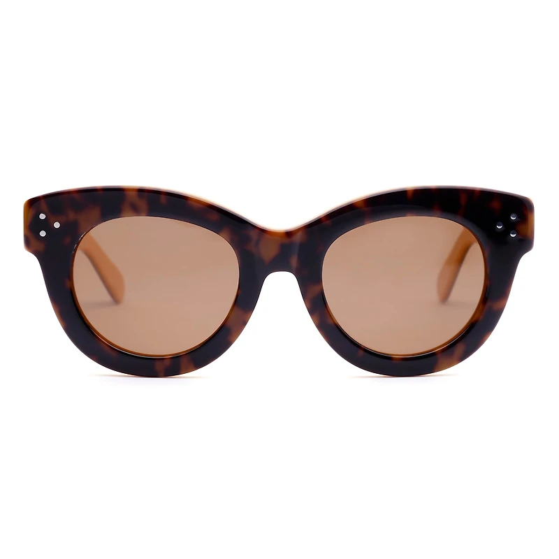 AGP PARIS Women's Retro Round Frame Acetate Polarized Lens UV400 Sunglasses