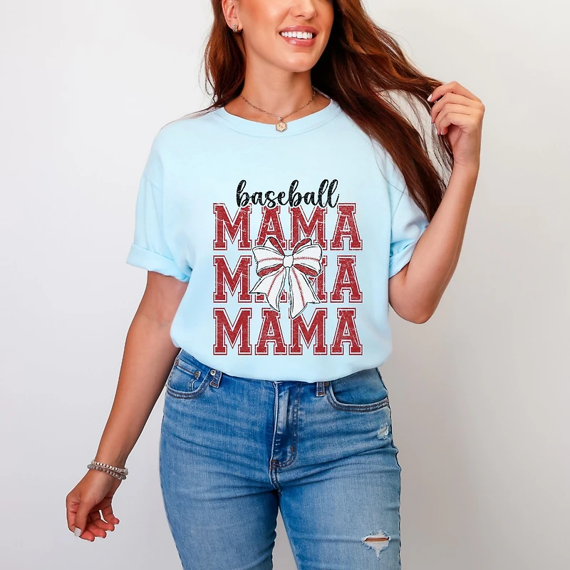 Simply Sage Market - Baseball Mama Stacked Coquette Women's Garment Dyed Graphic T-Shirt