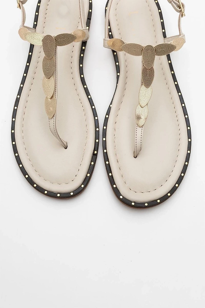Forever & Always Womens Marea Leather Flat Sandals