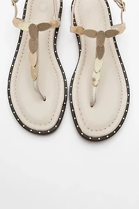 Forever & Always Womens Marea Leather Flat Sandals
