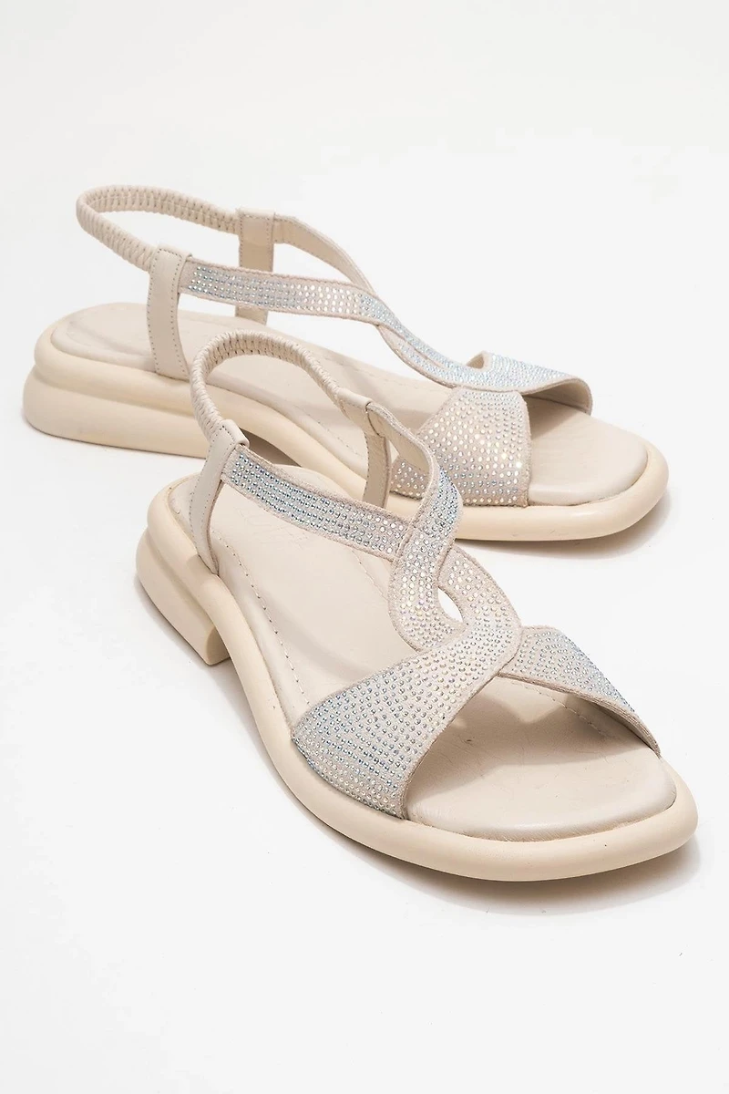 Forever & Always Womens Sieglinde Embellished Leather Sandals