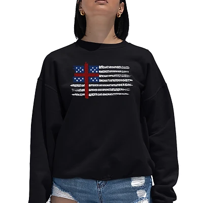 LA Pop Art One Nation Flag - Women's Word Crewneck Sweatshirt