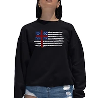 LA Pop Art One Nation Flag - Women's Word Crewneck Sweatshirt
