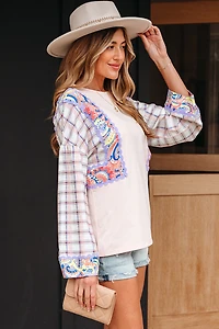 Threaded Pear Women's Margaret Ricrac Trim Floral Blouse