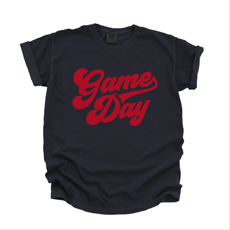 Simply Sage Market - Women's Garment Dyed Graphic T-Shirt Game Day Retro Puff Print