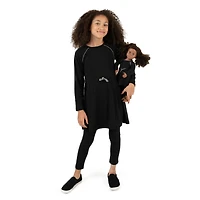 Leveret Girl & Doll Matching Neutral Drawstring Sweatshirt Dress