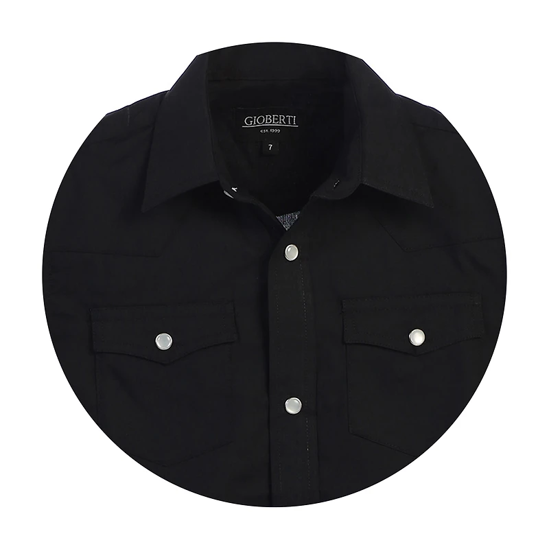 Gioberti Boy's Solid Short Sleeve Western Shirt