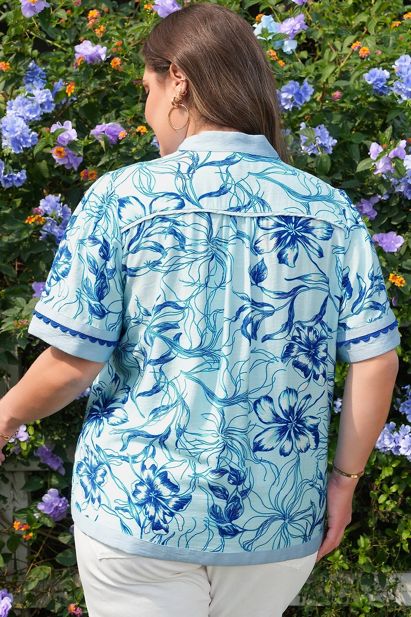 Threaded Pear Women's Aylin Floral Short Sleeve PLUS Blouse