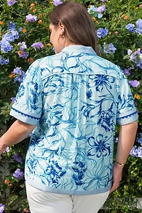 Threaded Pear Women's Aylin Floral Short Sleeve PLUS Blouse
