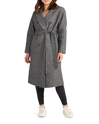 Belle & Bloom Womens Standing Still Wool Blend Belted Coat