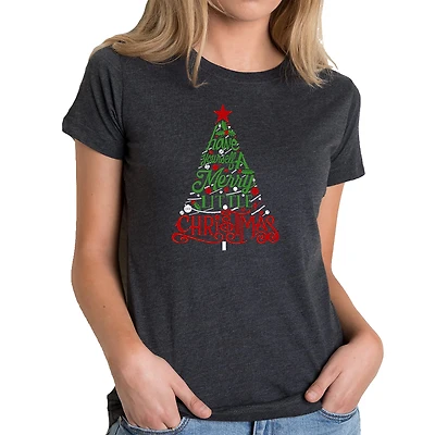 LA Pop Art Women's Cotton/Poly Blend Word TShirt - Have Yourself A Merry Little Christmas