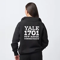 Yale 1701 New Haven Distressed Front and Back - Womens Quarter Zip Fleece Graphic Sweatshirt