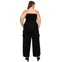 L I V D Women's Plus Yumi Sleeveless Cargo Jumpsuit