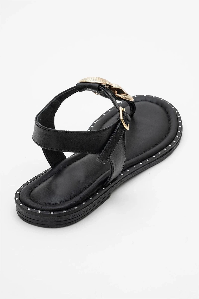 Forever & Always Womens Giulia Leather Flat Sandals