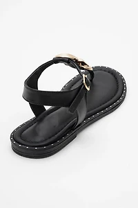 Forever & Always Womens Giulia Leather Flat Sandals