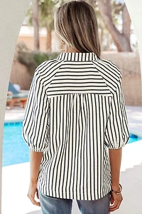 Threaded Pear Women's Harmoni Detail Short Sleeve Blouse