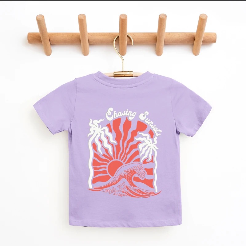 The Juniper Shop - Chasing Sunsets Groovy Puff Print Youth Short Sleeve Graphic T-Shirt