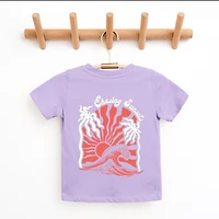The Juniper Shop - Chasing Sunsets Groovy Puff Print Youth Short Sleeve Graphic T-Shirt
