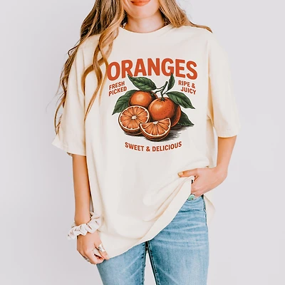 Simply Sage Market - Fresh Picked Oranges Vintage Women's Garment Dyed Graphic T-Shirt