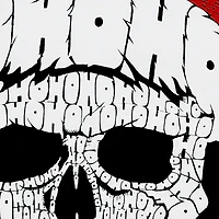 LA Pop Art Men's Cotton-Poly Word T-Shirt - Santa Skull