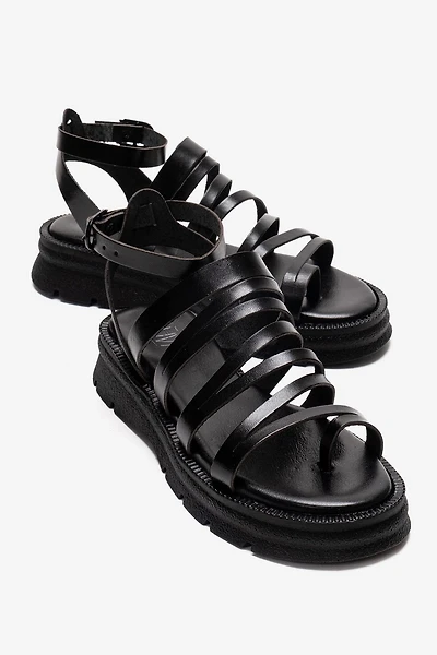Forever & Always Womens Pelsa Leather Multi Strap Sandals