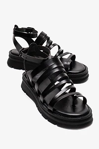 Forever & Always Womens Pelsa Leather Multi Strap Sandals