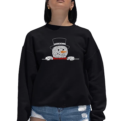 LA Pop Art Peeking Snowman - Women's Word Crewneck Sweatshirt