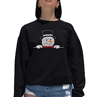 LA Pop Art Peeking Snowman - Women's Word Crewneck Sweatshirt