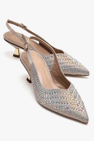 Prologue Shoes Womens Royale Embellished Kitten Heel Pump